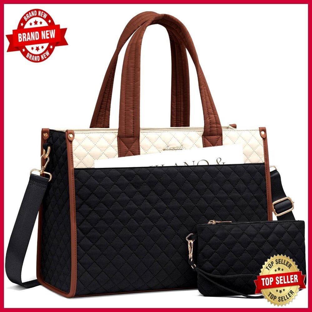 17.3 Inch Laptop Tote Bag with Clutch, Professional Work Shoulder Bag